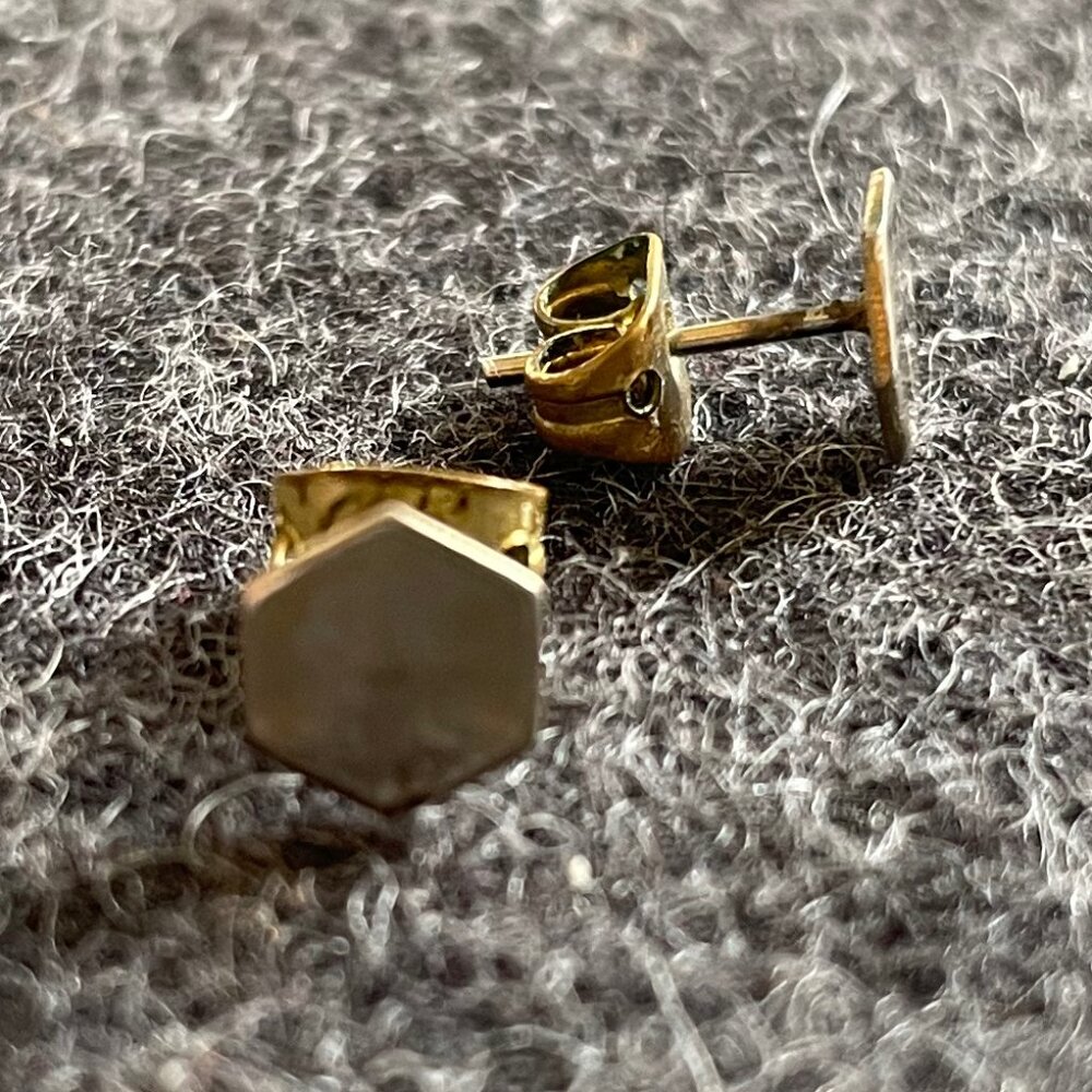 Gold hexagon earrings